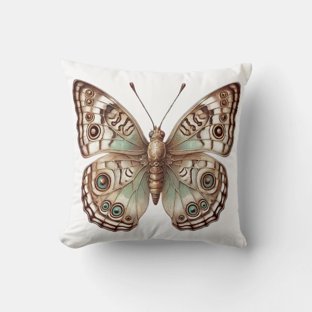Cojín Decorativo Naturaleza botánica de mariposa inspirada en el ar (Anverso)