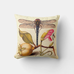 Cojín Decorativo Naturaleza Botánica Libélula Arte Hoefnagel