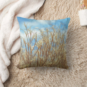 Cojín Decorativo Naturaleza de hierba con cielos azules