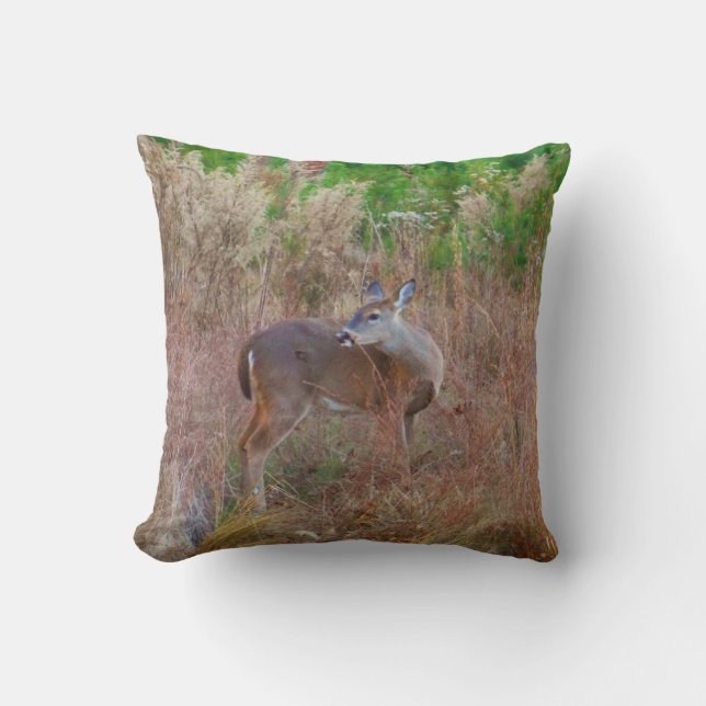 Cojín Decorativo Naturaleza Deer Doe fauna Foto Lago Arrowhead Ga. (Anverso)