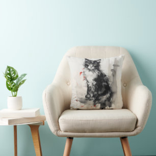 Cojín Decorativo Naturaleza del gatito pintado con tinta
