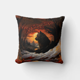 Cojín Decorativo Naturaleza eterna: guardián del lobo negro