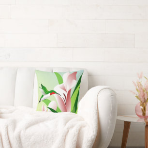 Cojín Decorativo Naturaleza floral y colibrí