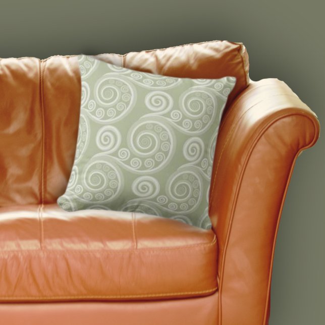 Cojín Decorativo Naturaleza gris moderna inspiró el patrón de curlo (Modern Grey Nature Inspired Fern Curl Pattern Throw Pillow, Living Room Accessories)