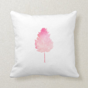 Cojín Decorativo Naturaleza moderna del árbol de la acuarela rosad