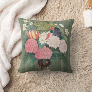 Cojín Decorativo Naturaleza muerta floral rosa vintage de Henri Rou