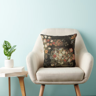 Cojín Decorativo Naturaleza Muerta Flores, Floral Barroco Vintage