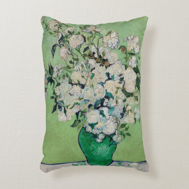 Cojín Decorativo Naturaleza muerta Rosas en un jarrón de Vincent va (Frente (Vertical))