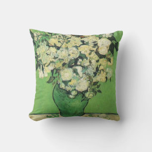 Cojín Decorativo Naturaleza muerta - Rosas rosadas en un jarrón, va