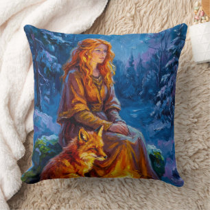 Cojín Decorativo Naturaleza Sagrada: Arte de la Diosa Celta Brigid