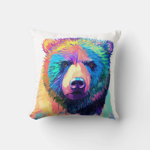 Cojín Decorativo Naturaleza salvaje de oso Colores animales Pintura