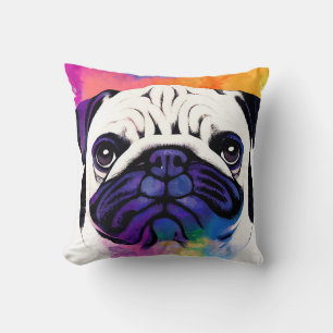 Cojín Decorativo Naturaleza salvaje de perro de pug Colores animale