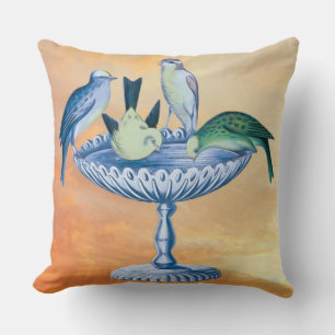 Cojín Decorativo Naturaleza silvestre - Aves de baño de aves en los