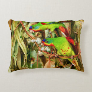Cojín Decorativo Naturaleza tropical loros Aves verdes
