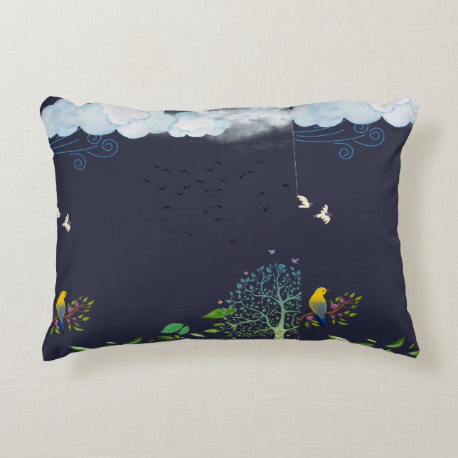 Cojín Decorativo Nature’s Whisper – Birds and Clouds Decorative Pil (Anverso)
