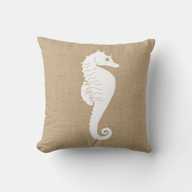 Cojín decorativo Naumático Faux Burlap con Caballo (Anverso)