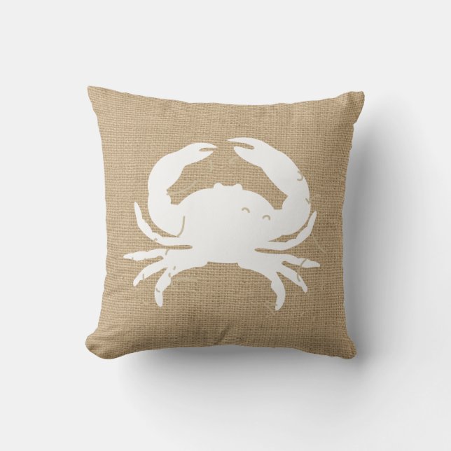 Cojín decorativo Naumático Faux Burlap con cangrej (Anverso)