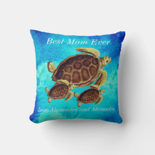 Cojín Decorativo Náutica a la mejor mamá de la tortuga marina
