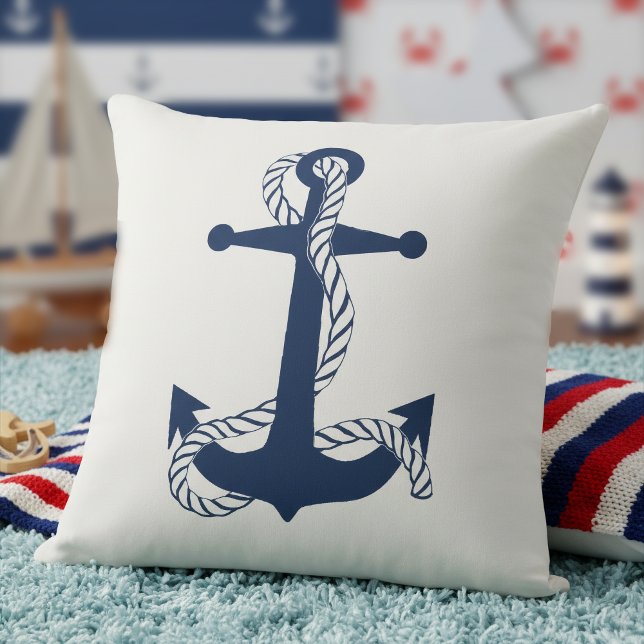 Cojín Decorativo Nautical Anchor & Rope Navy White ID836 (Subido por el creador)