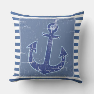 Cojín Decorativo Nautical Anchor & Stripes Naval