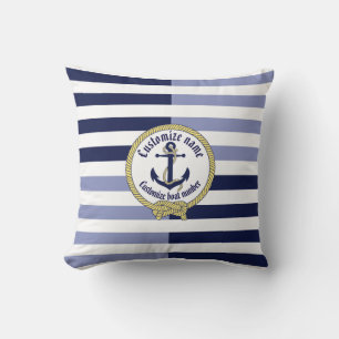 Cojín Decorativo Nautical ancla/nudo/caballito de mar/nombre del pe