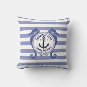 Cojín Decorativo Nautical ancla/nudo/caballito de mar/nombre del pe