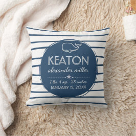 Cojín Decorativo Nautical Bebé de ballena azul
