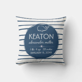Cojín Decorativo Nautical Bebé de ballena azul