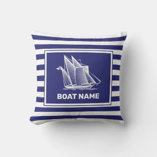 Cojín Decorativo Nautical Bote Design Nave Blue Striped Pillow