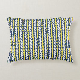 Cojín Decorativo Nautical Doodles – Yellow & Navy Rope Stripe