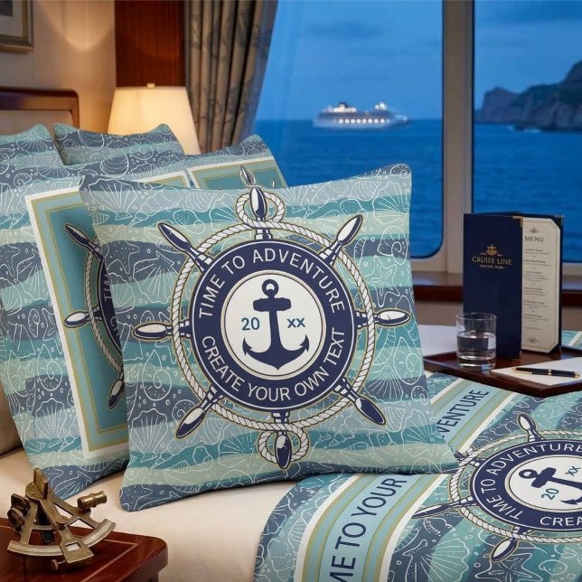 Cojín Decorativo Nautical Navy & Teal Anchor Sea Shells Pattern (Subido por el creador)