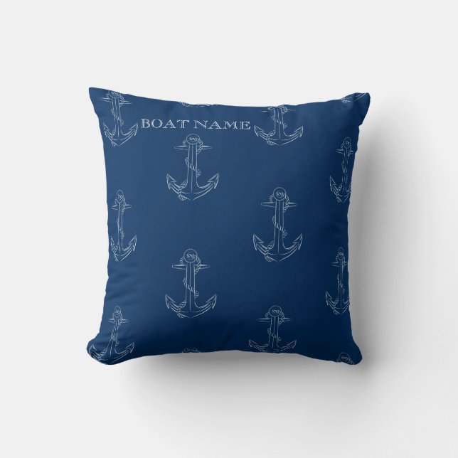 Cojín Decorativo Nautical Spirit Anchors Navy Blue (Anverso)