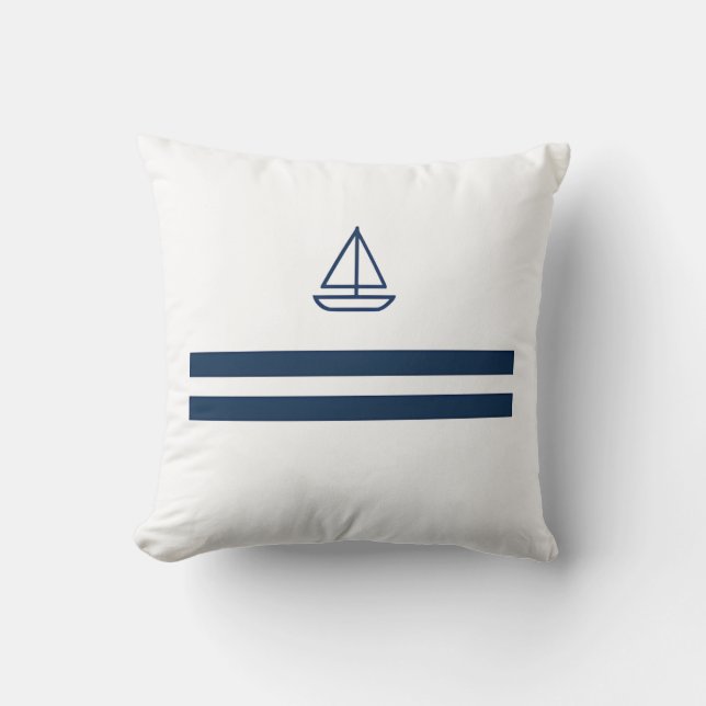 Cojín Decorativo Nautical Stripe Sailboat (Anverso)