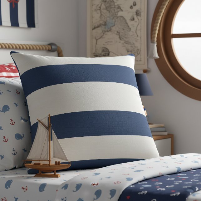 Cojín Decorativo Nautical Striped Weave Navy White ID1248 (Subido por el creador)