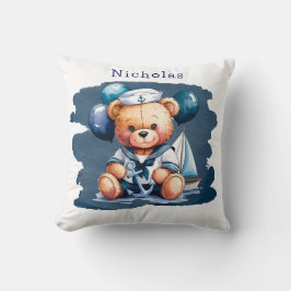 Cojín Decorativo Nautical Teddy Bear Delight Boy Regalo de Baby Sho