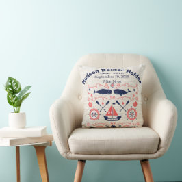 Cojín Decorativo Nautical Whales Boy Nursery Baby Stat