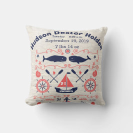 Cojín Decorativo Nautical Whales Boy Nursery Baby Stat