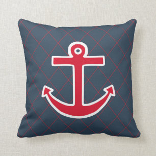 Cojín decorativo Náutico Anchor Rojo