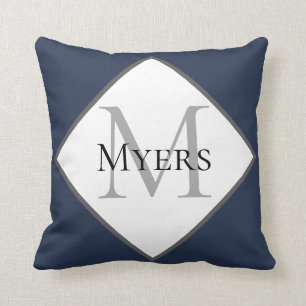 Cojín decorativo Náutico Azul Monograma