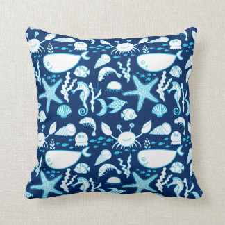 Cojín Decorativo Náutico bajo el mar Personalizado Cute azul