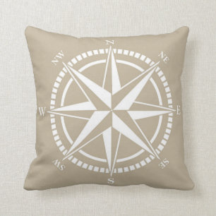 Cojín Decorativo Náutico beige del rosa de compás
