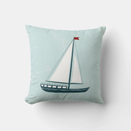 Cojín decorativo náutico con barco de vela