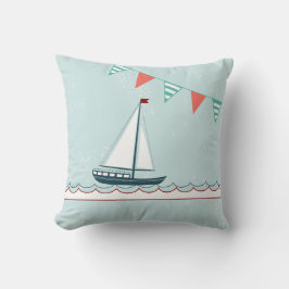 Cojín decorativo náutico con barco de vela