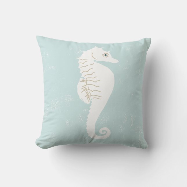 Cojín decorativo náutico con Caballo de Mar (Anverso)