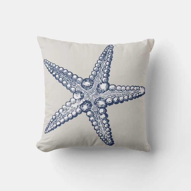 Cojín decorativo náutico de las estrellas de mar (Anverso)