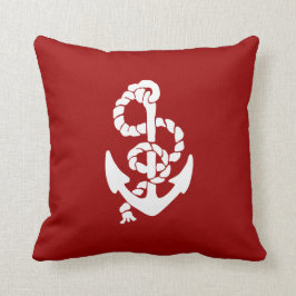Cojín decorativo náutico del ancla reversible roja