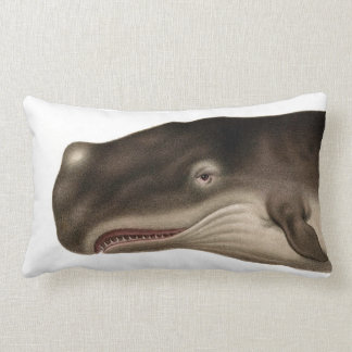 Cojín decorativo náutico lumbar de la ballena gris