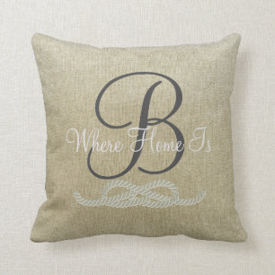 Cojín decorativo náutico personalizado beige de 