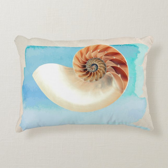 Cojín Decorativo Nautilus Seashell and Sand (Anverso)