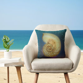 Cojín Decorativo Nautilus vintage en un cielo estrellado